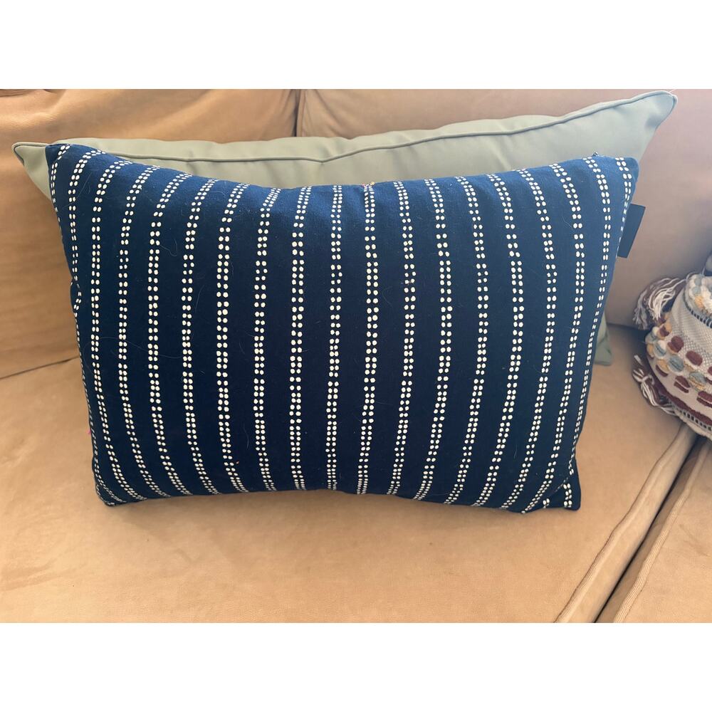 Pendelton Decorative Throw Pillow Navy Tribal Geometric Boho Lumbar Cushion - Picture 2 of 5